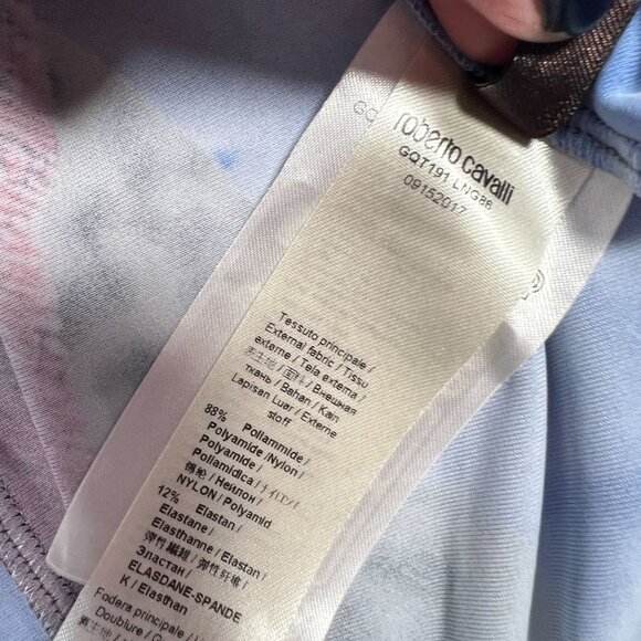 Roberto Cavalli Araki Printed Floral Dress Gathered Mini Multicolor 44  US 10 - Picture 14 of 16